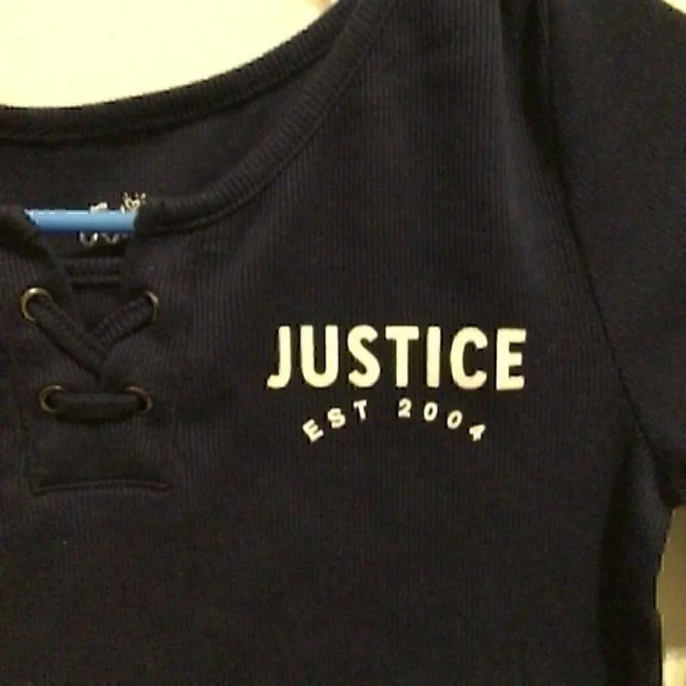 Justice Girls size 12 navy  top tie detail at neck